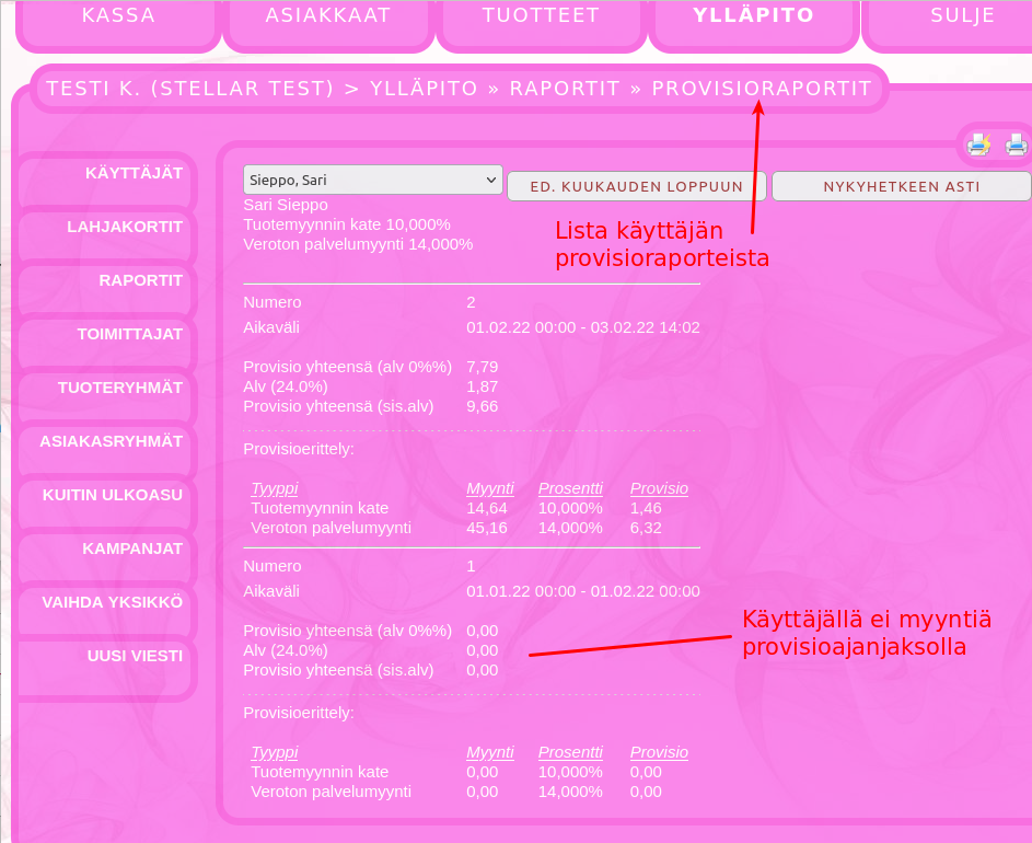 Provisioprosenttien asetus